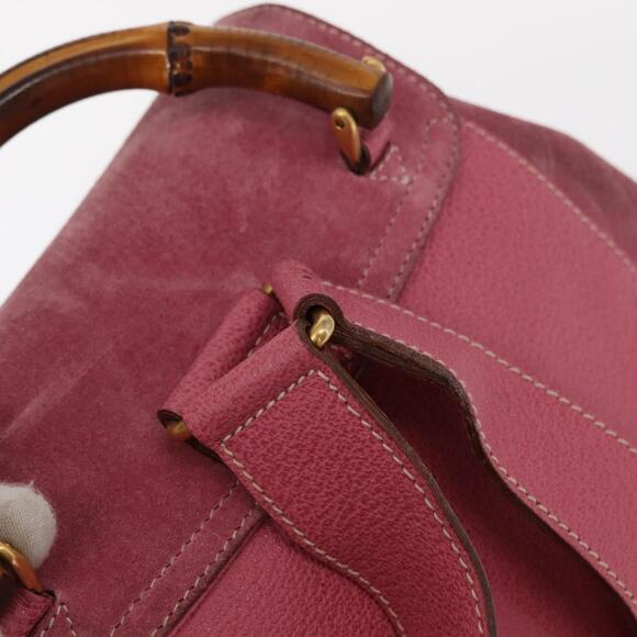 GUCCI Bamboo Backpack Suede Pink Gold 003 2058 0016 Auth 153813 main image 11